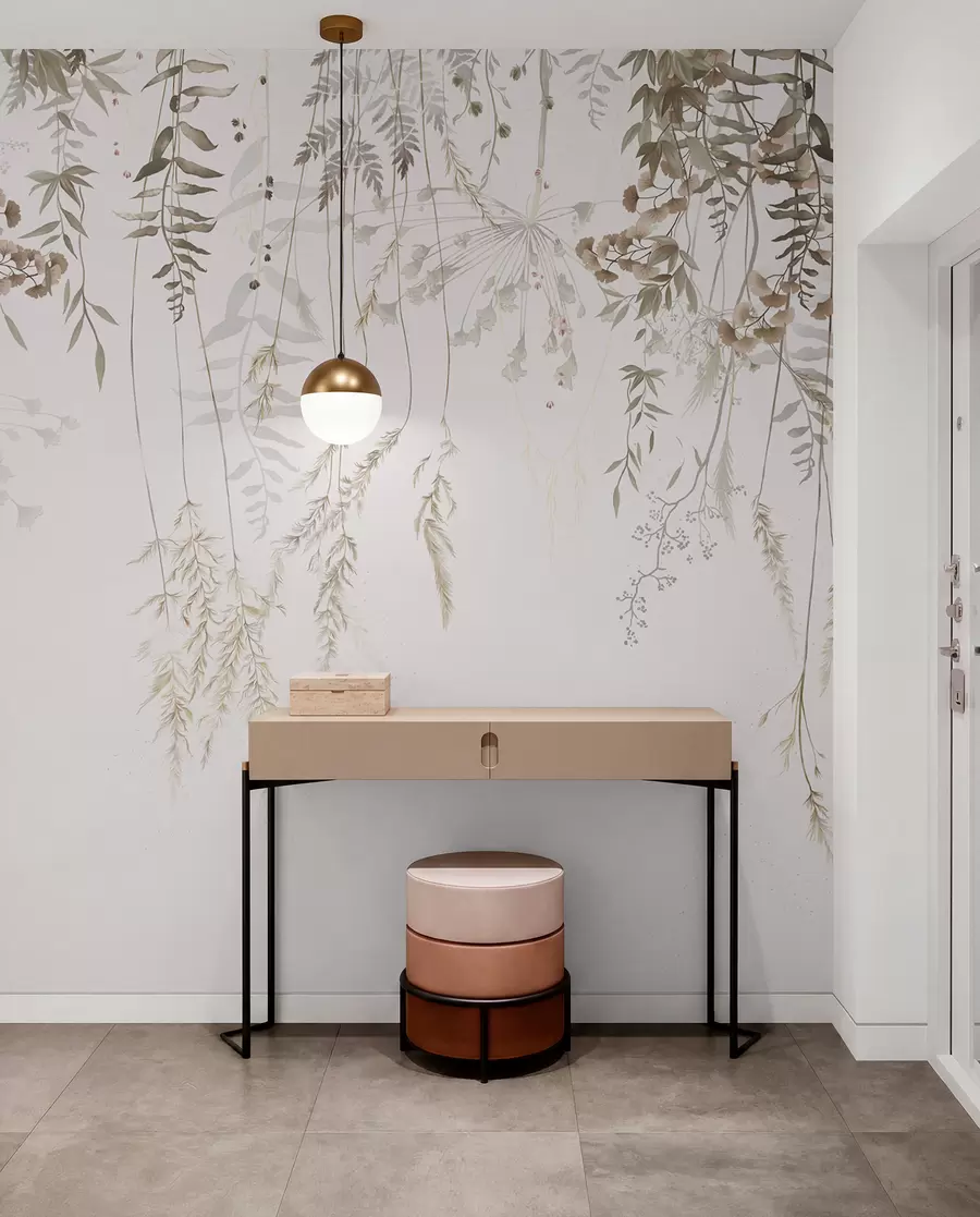 Fotobehang Wilde planten ophangen tegen een lichte achtergrond w05320