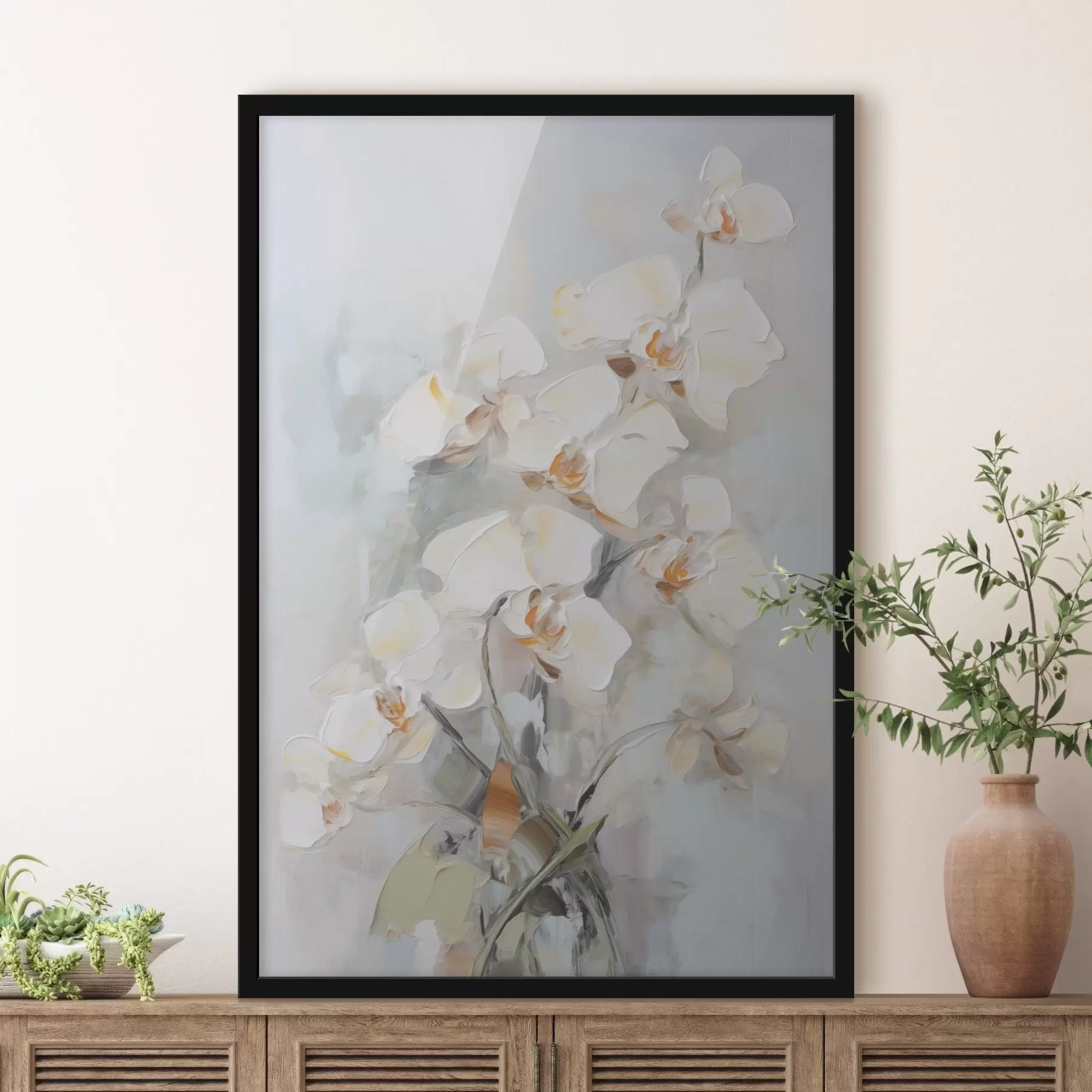 Fotobehang Orchideeëntak imitatieschilderij f48321