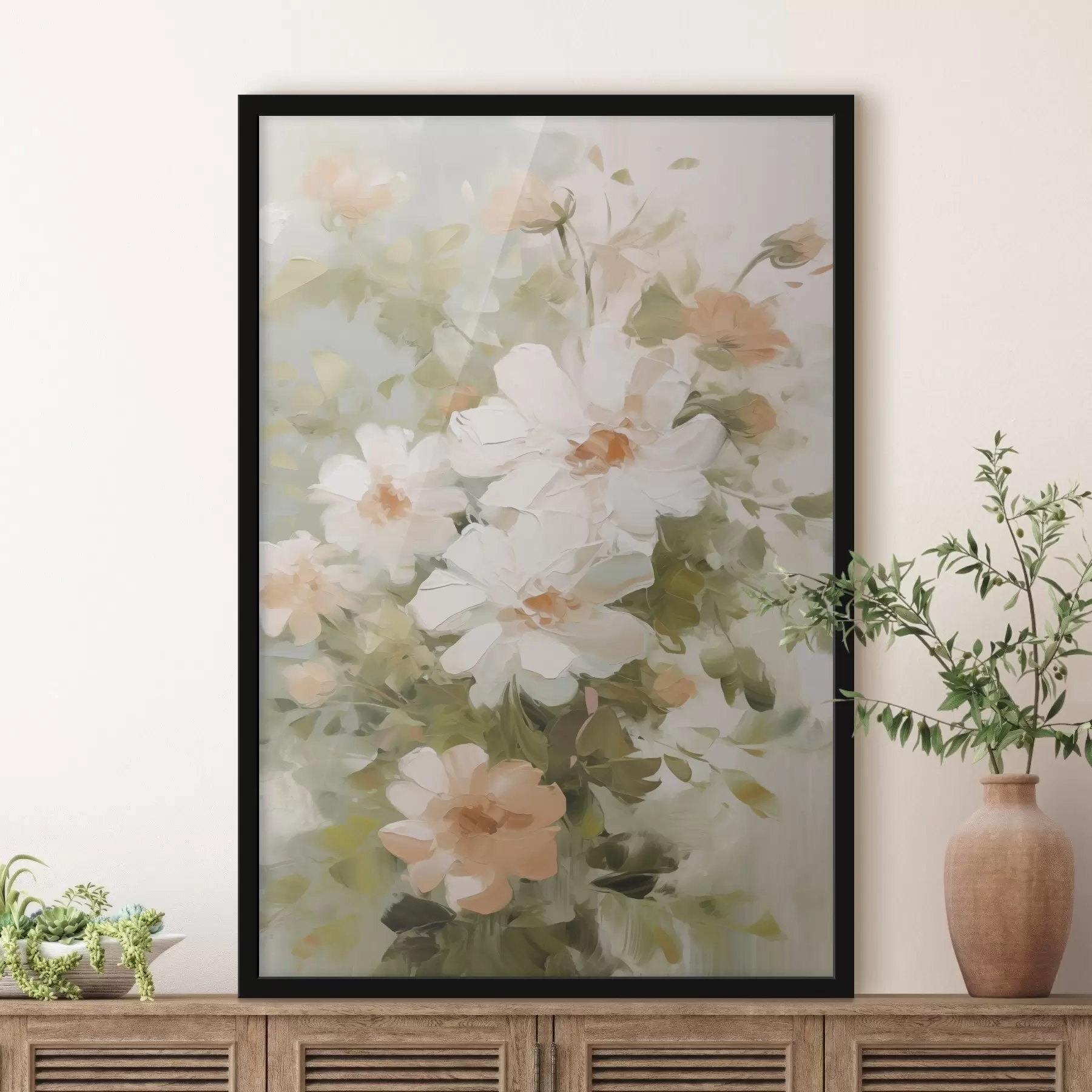 Fotobehang Delicate bloemen imitatie van schilderij f48323