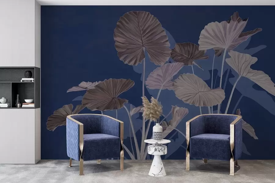 Fotobehang Tuin met geschilderde lotussen w05364