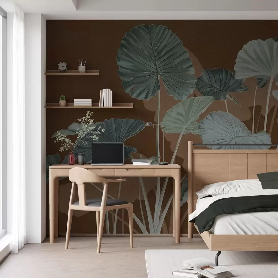 Fotobehang Tuin met geschilderde lotussen w05364v1