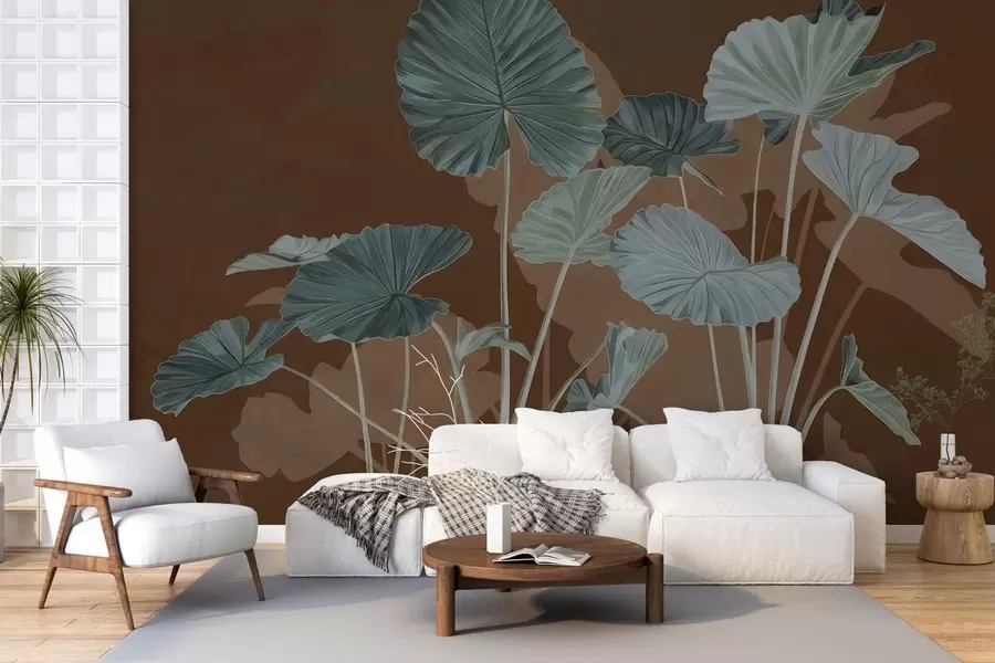 Fotobehang Tuin met geschilderde lotussen w05364v1