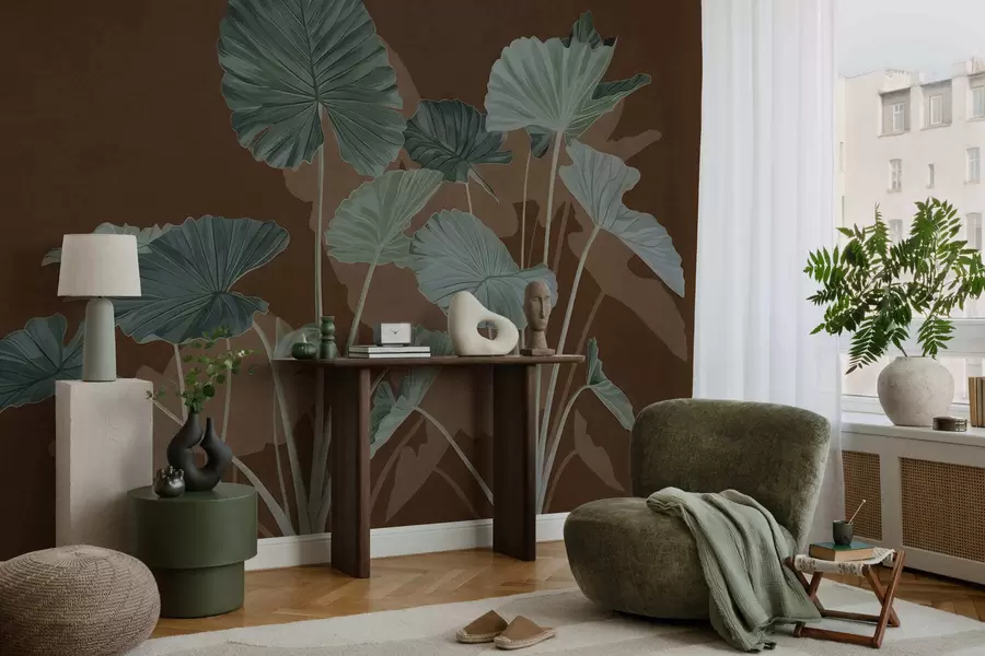 Fotobehang Tuin met geschilderde lotussen w05364v1