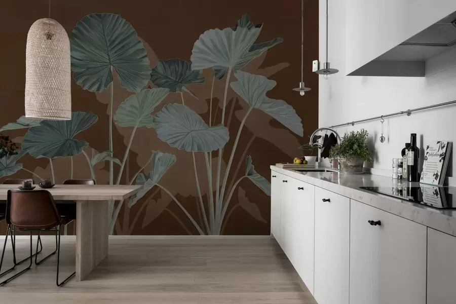 Fotobehang Tuin met geschilderde lotussen w05364v1