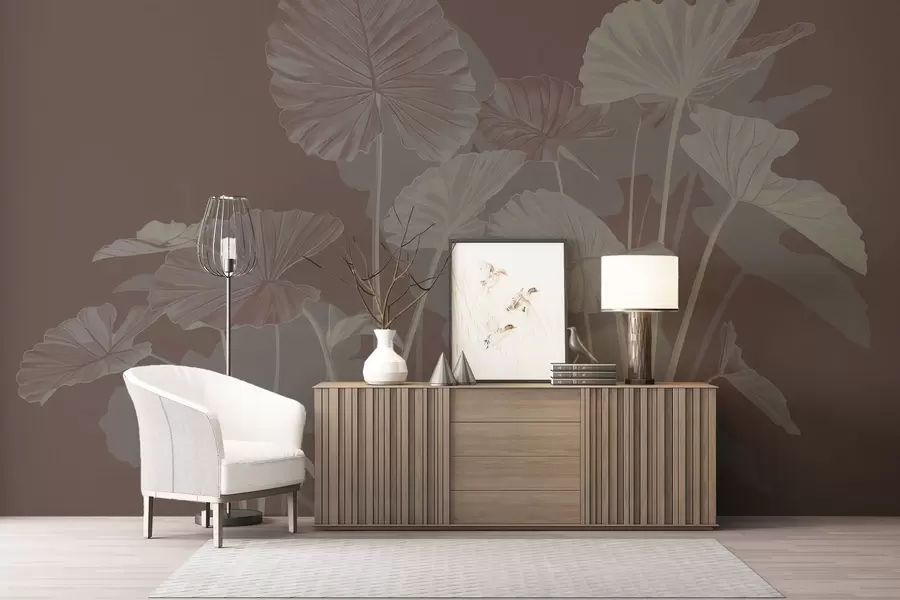 Fotobehang Tuin met geschilderde lotussen w05364v2