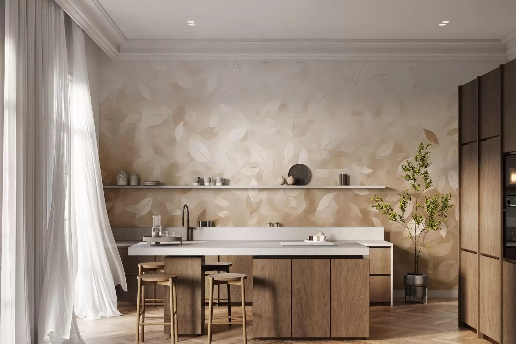 Fotobehang Bladeren fluisteren w05277