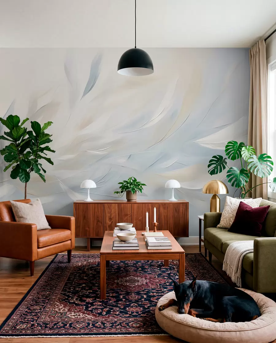 Fotobehang Bladeren vervagen in licht w05371