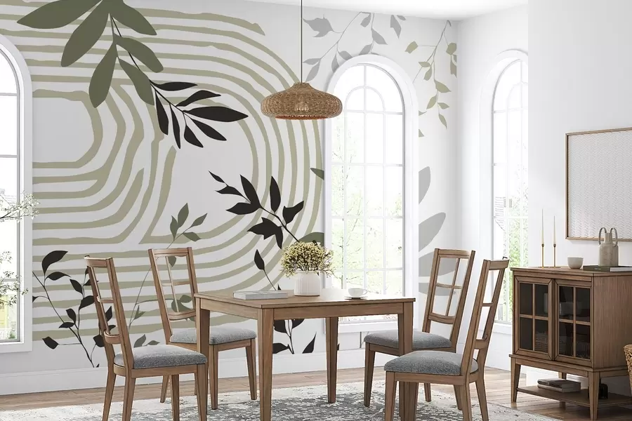 Fotobehang Abstracte plantensilhouetten en lijnen w05374v1