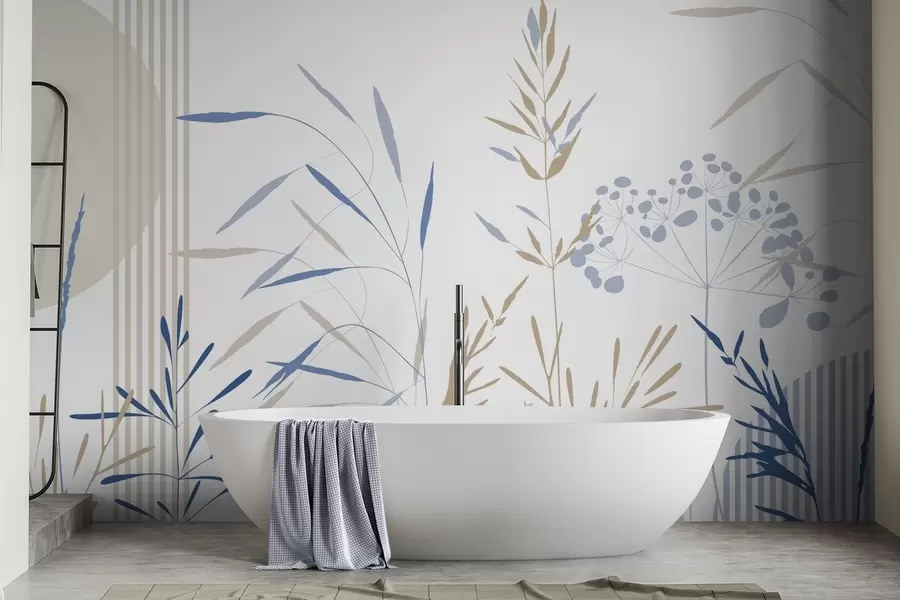 Fotobehang Abstracte silhouetten van vegetatie w05375v2