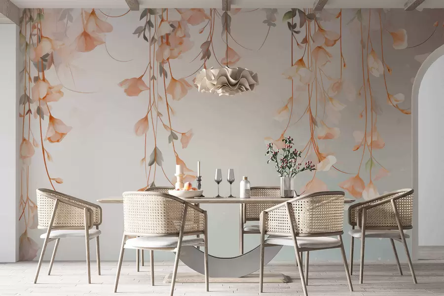 Fotobehang Hangende bloemtakken w05344