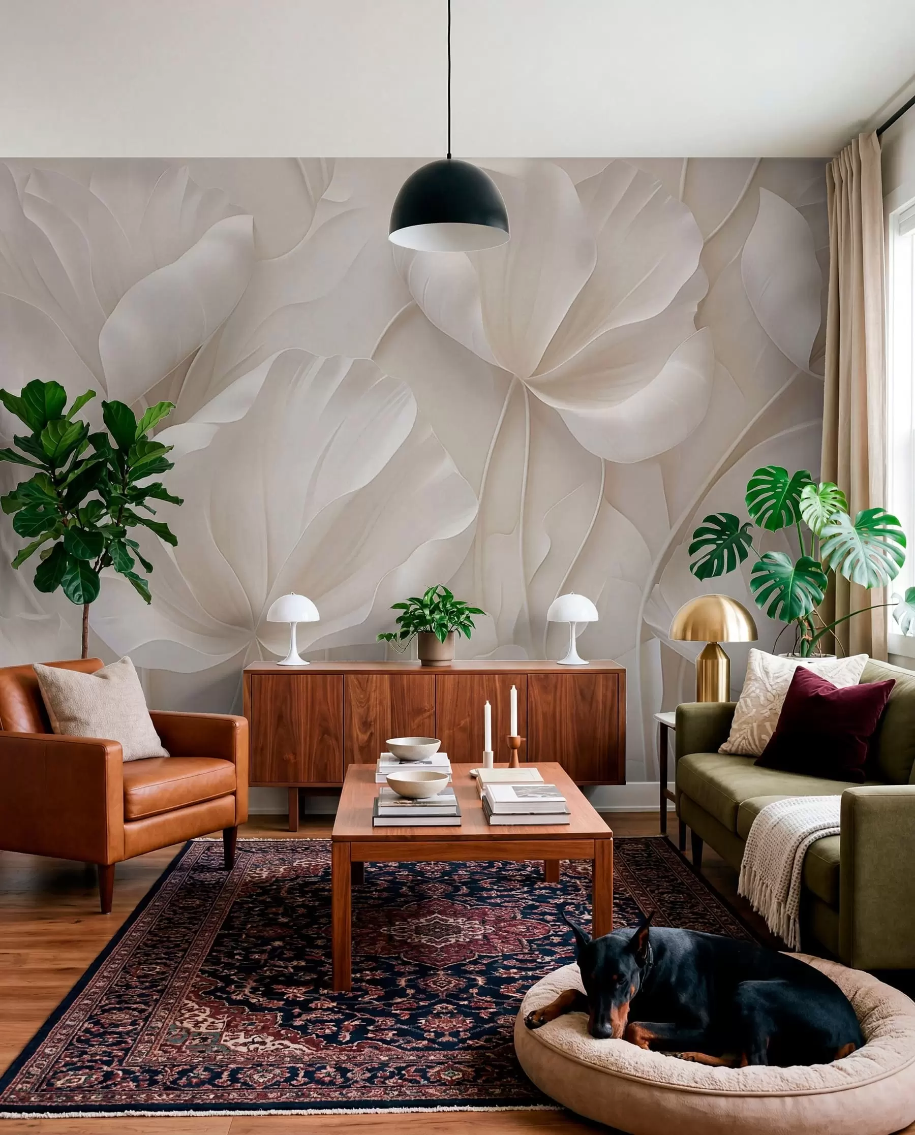 Fotobehang Gebeeldhouwde bloemen w05355