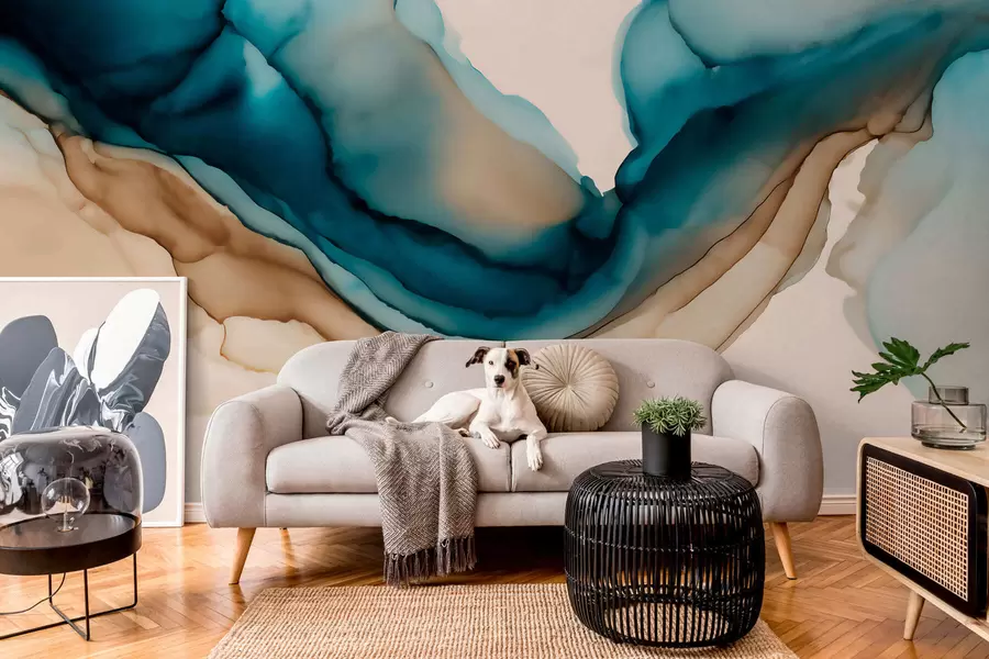 Fotobehang abstracte textuur in alcoholinktstijl w05238