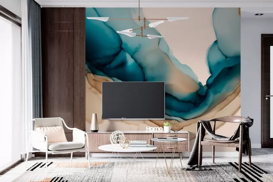 Fotobehang abstracte textuur in alcoholinktstijl w05238