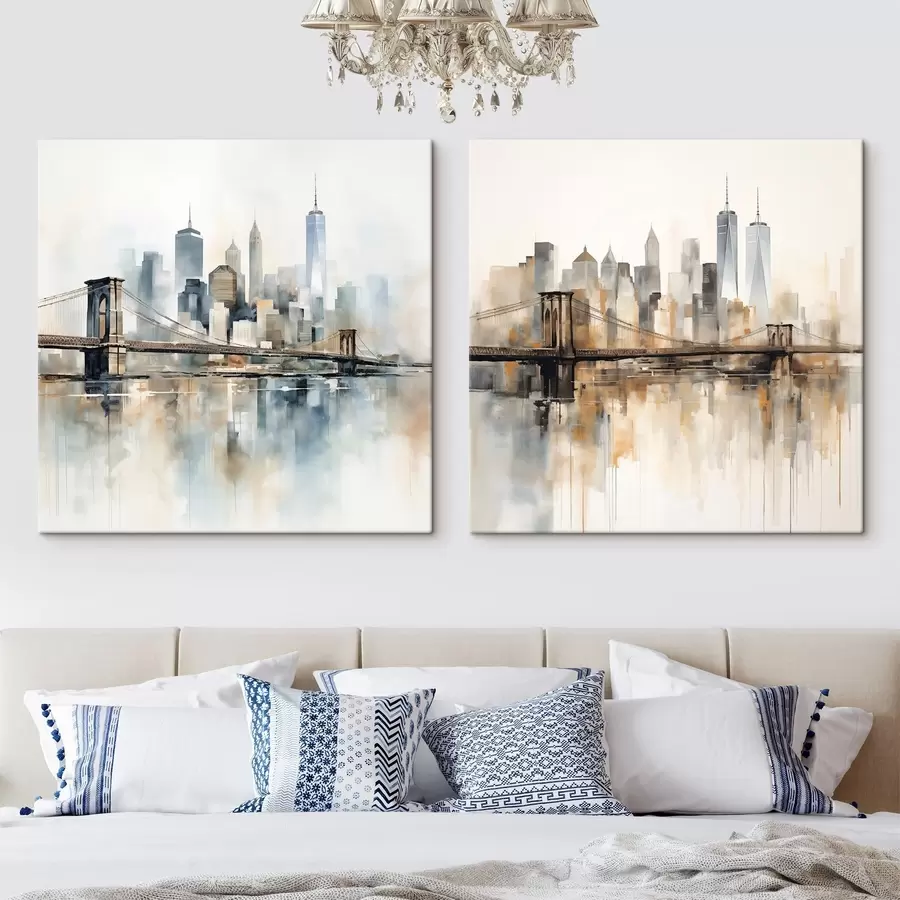 Fotobehang Abstracte stadsskyline, in aquarelstijl m30207