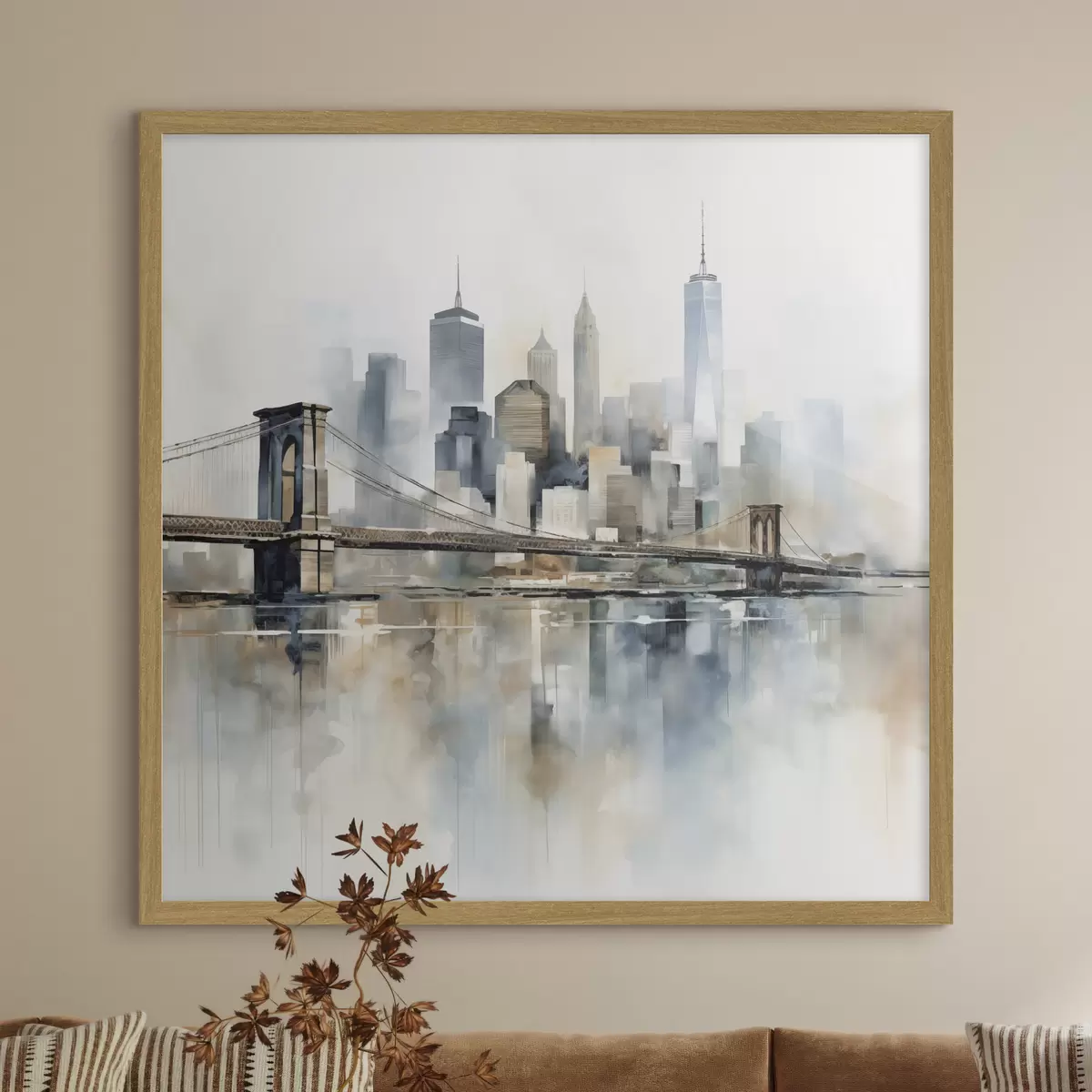 Poster Abstracte stadsskyline, in aquarelstijl f48405