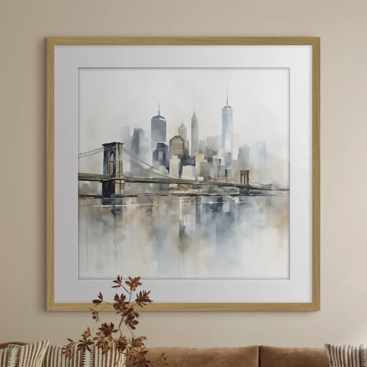 Poster Abstracte stadsskyline, in aquarelstijl f48405