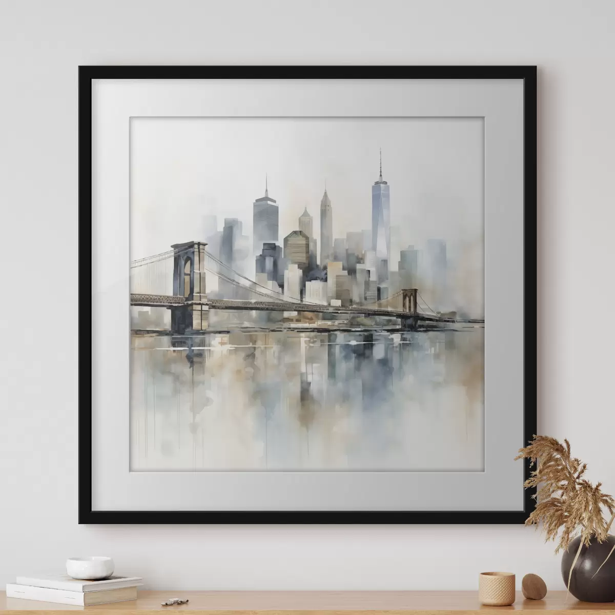 Poster Abstracte stadsskyline, in aquarelstijl f48405