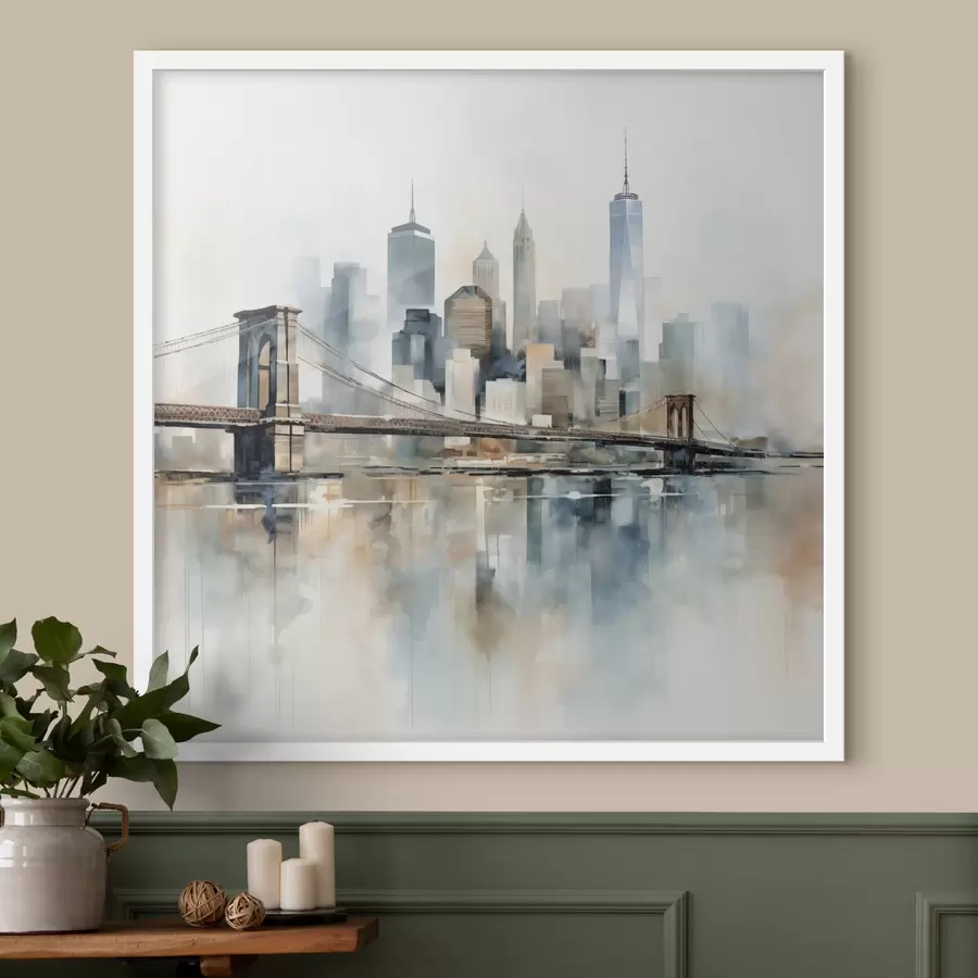 Fotobehang Abstracte stadsskyline, in aquarelstijl f48405