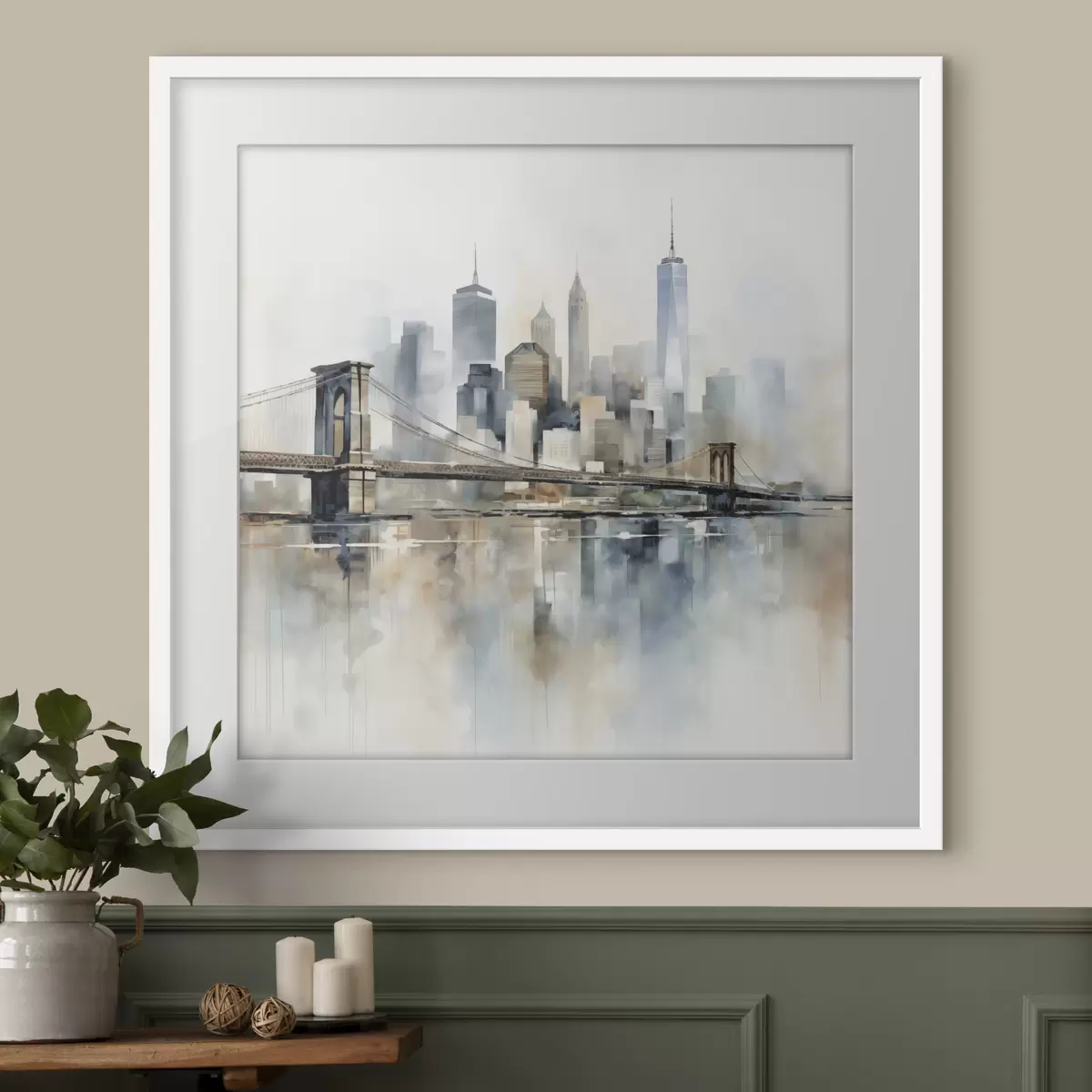 Poster Abstracte stadsskyline, in aquarelstijl f48405