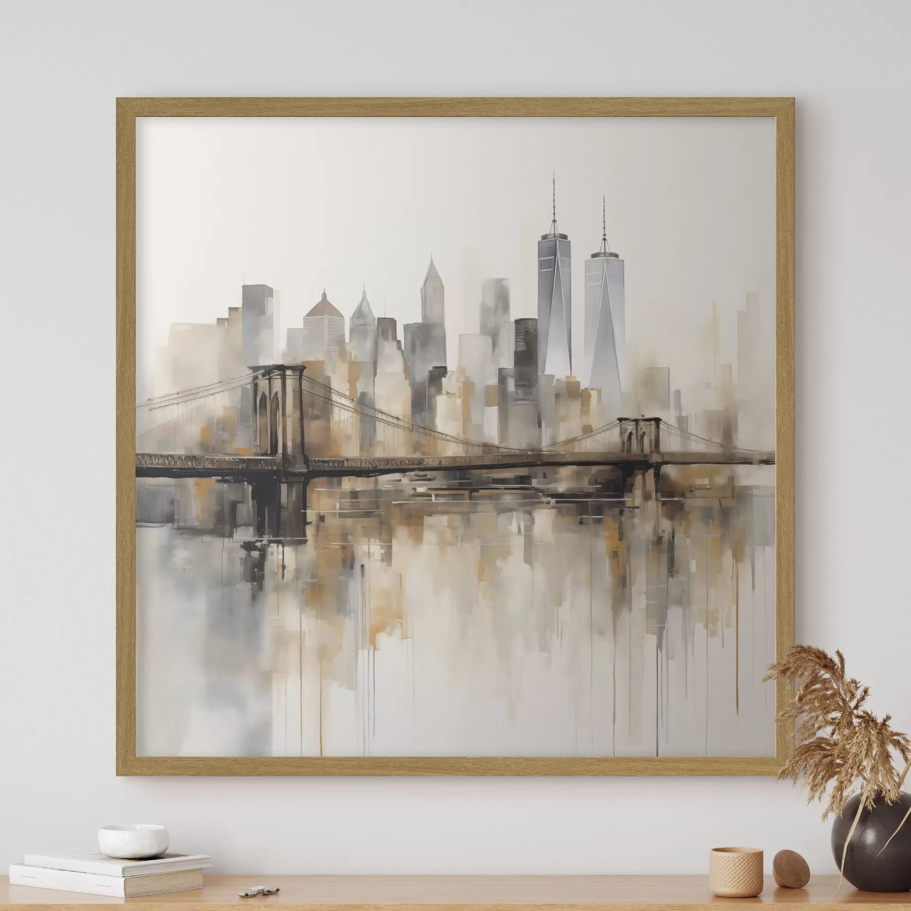Fotobehang Abstracte stadsskyline, in aquarelstijl f48406