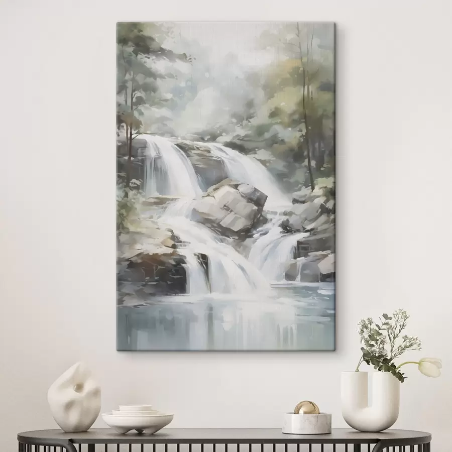  Schilderijen Waterval in het bos – schilderijimitatie s48415