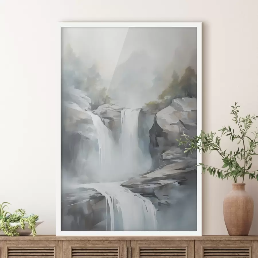 Fotobehang Schilderij met een watervalmotief f48416