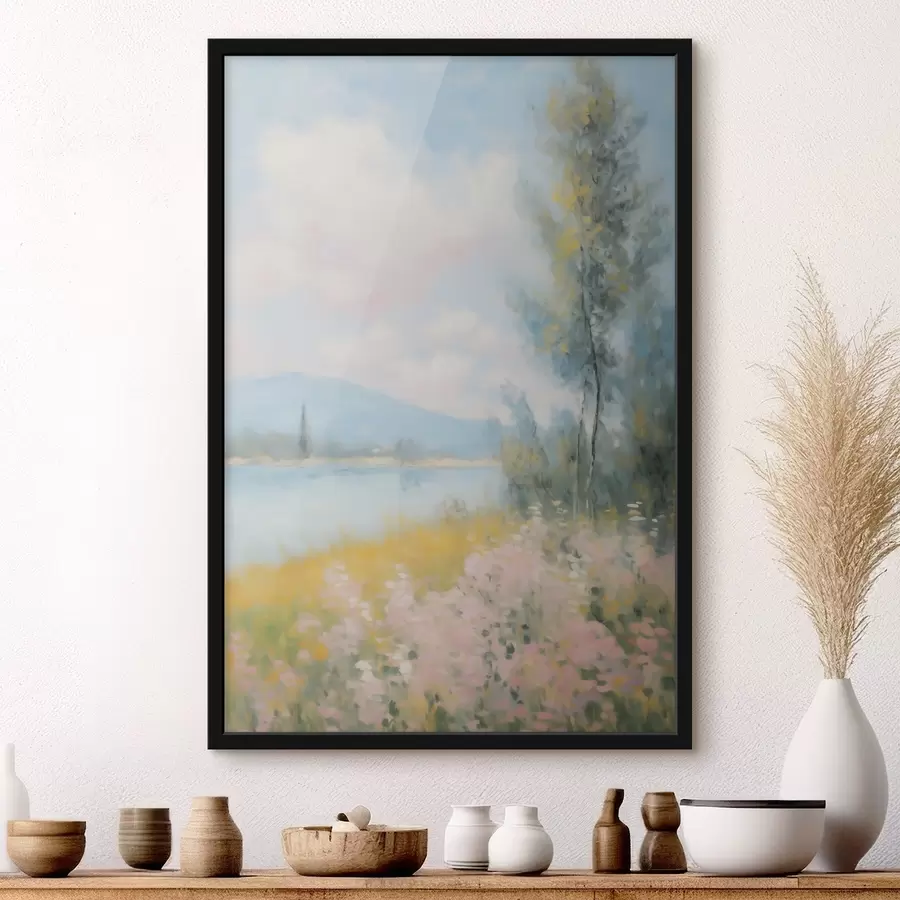 Fotobehang Landschapsimitaties in de stijl van vervaagde schilderijen f48420