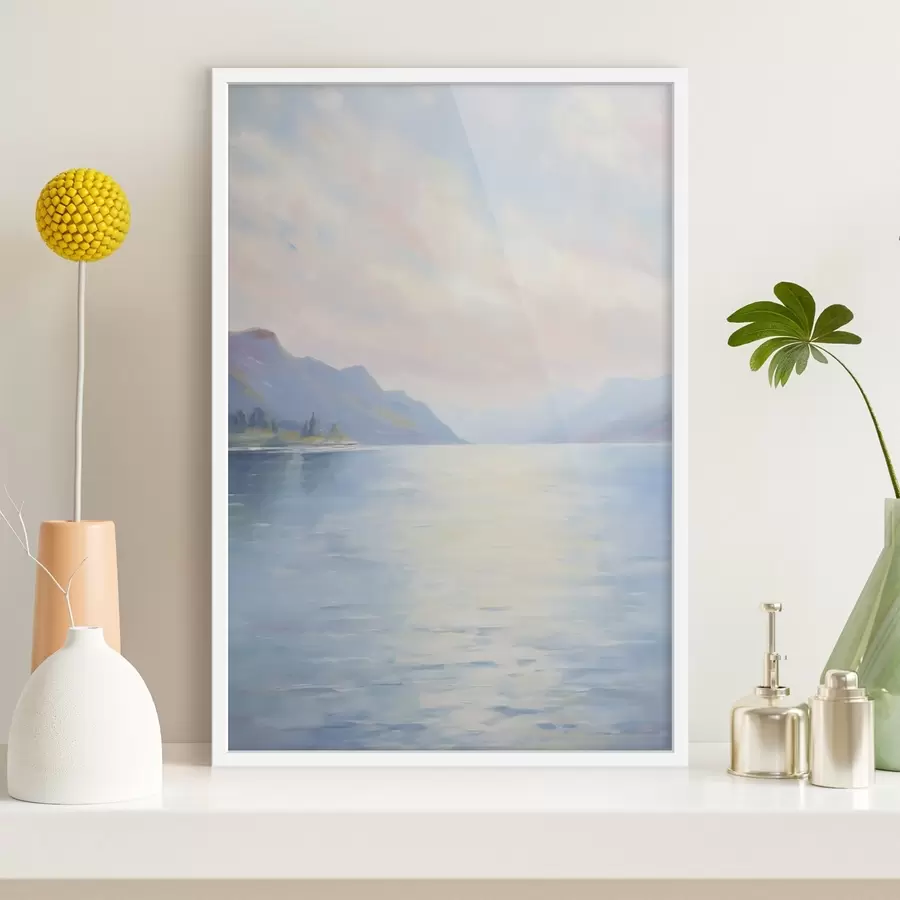 Fotobehang Schilderij met een afbeelding van een meer f48424