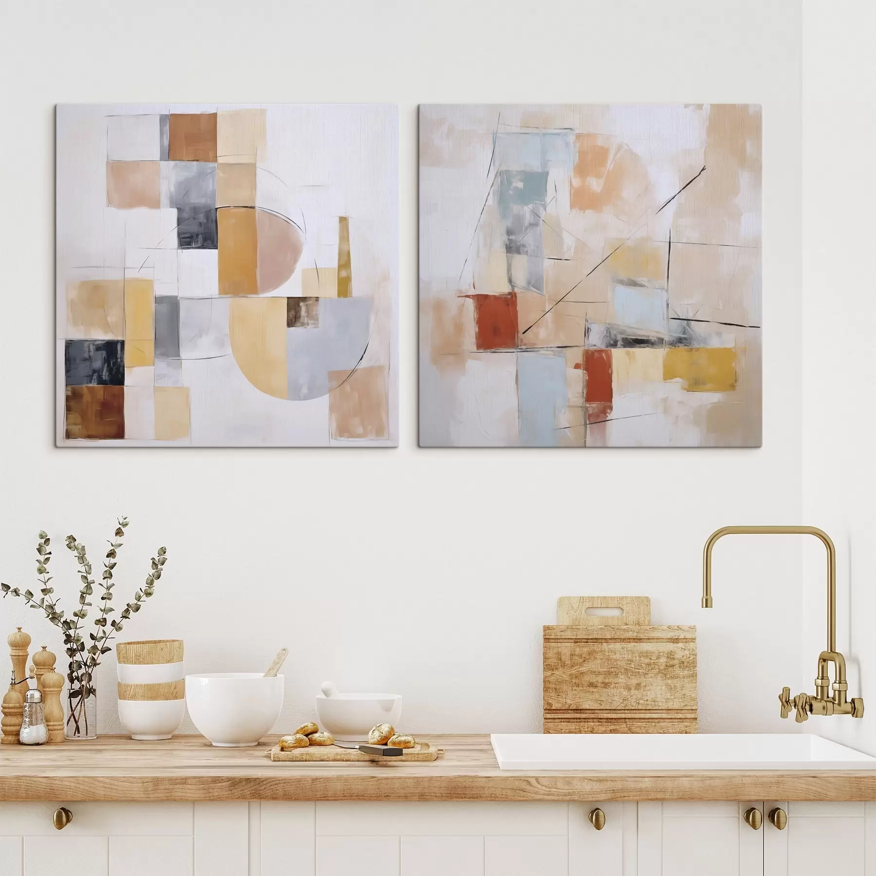  Schilderijen Abstracte imitatie van een verweerd schilderij m30213