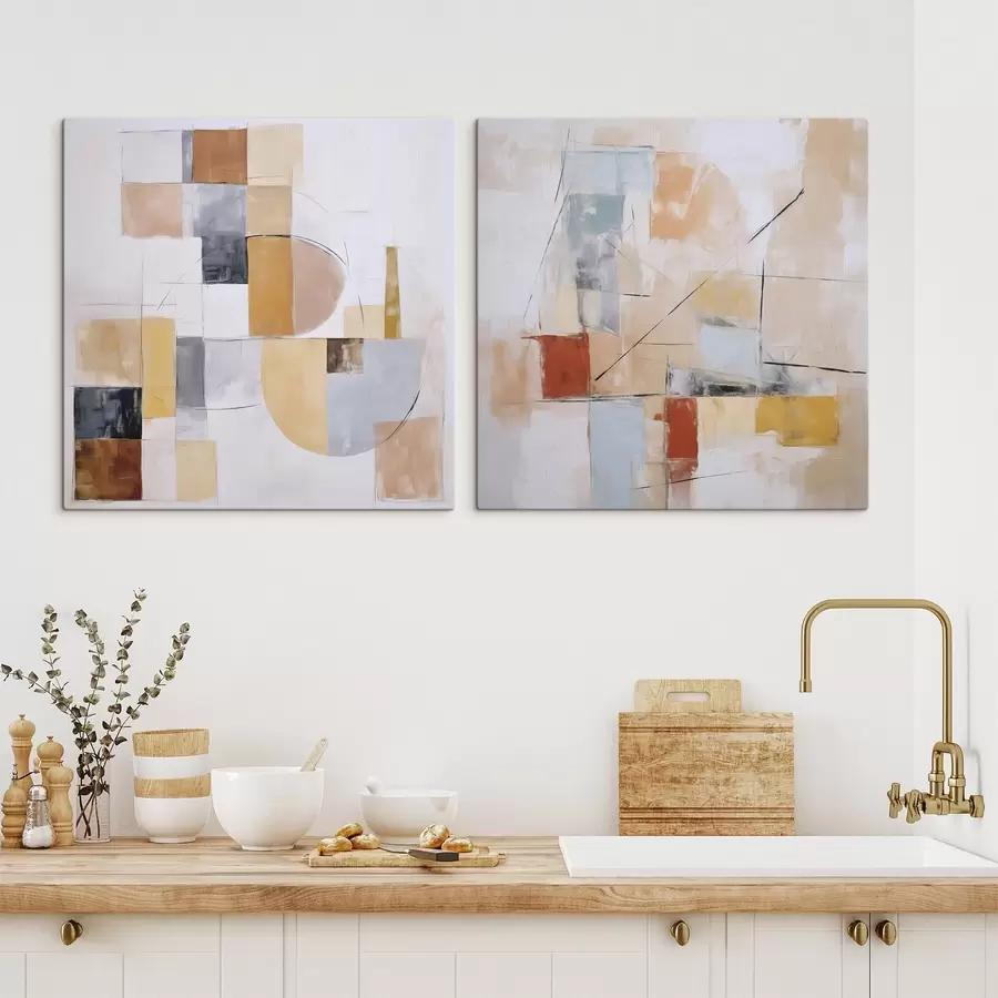  Schilderijen Abstracte imitatie van een verweerd schilderij m30213