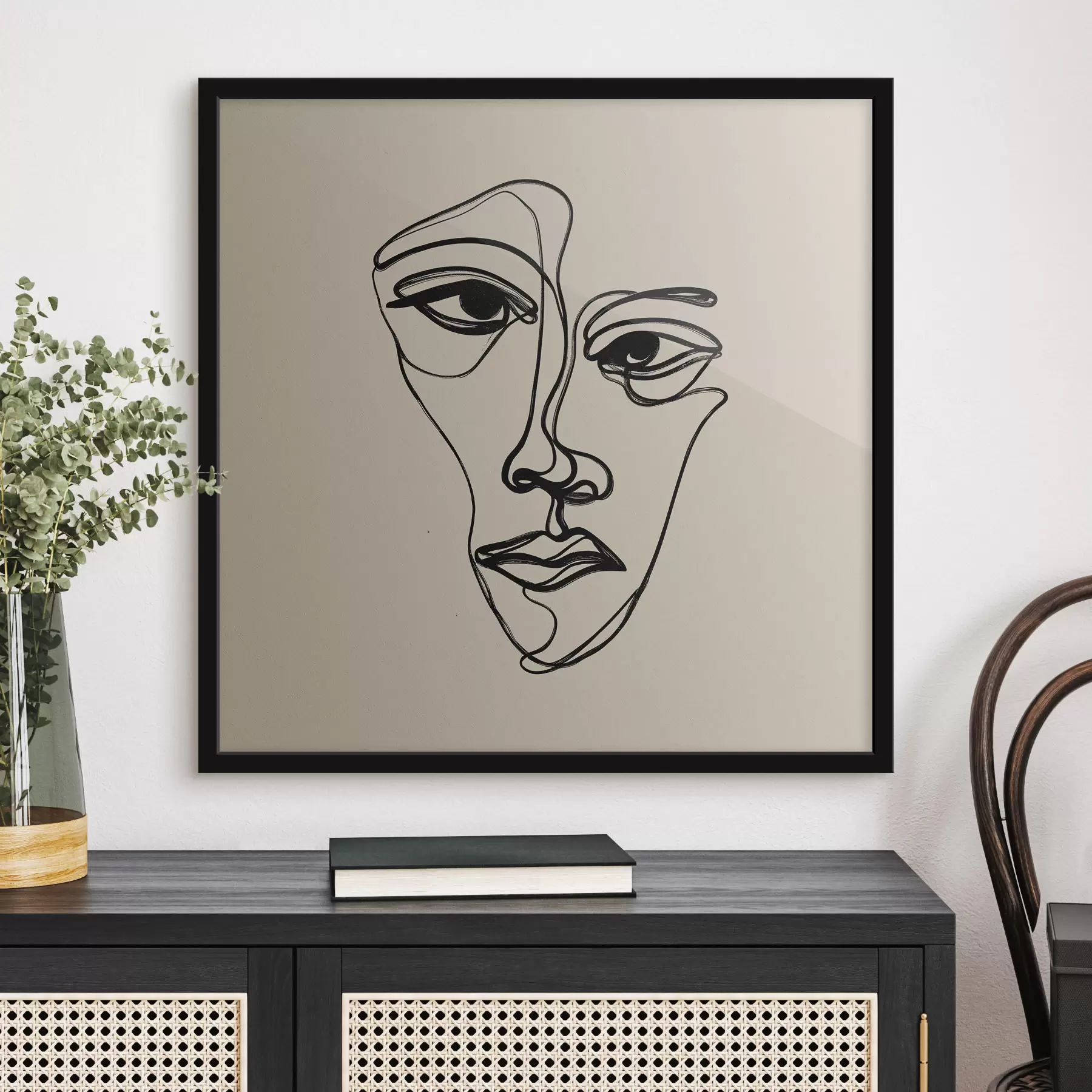 Fotobehang Abstracte gezichtstekening f48428