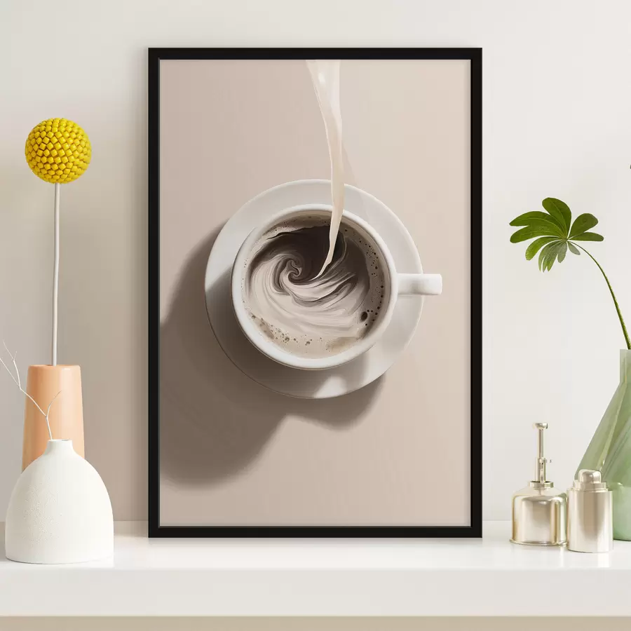 Fotobehang Bovenaanzicht van een koffiekopje f48438