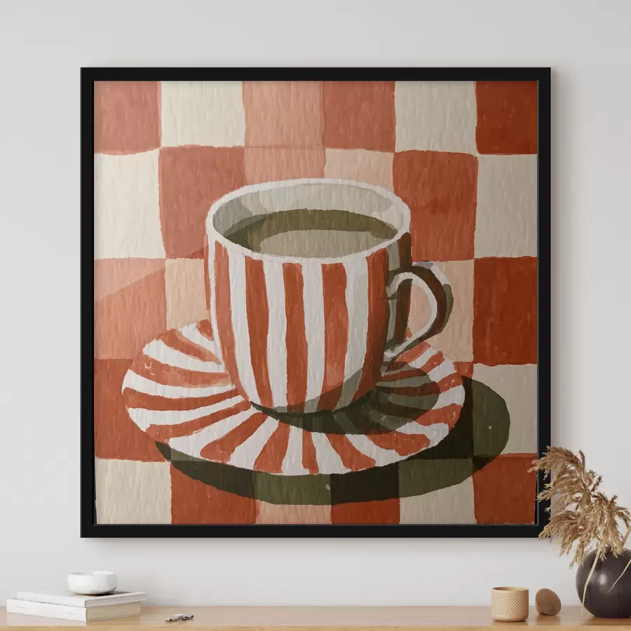 Fotobehang Gestreepte koffiekop f48444