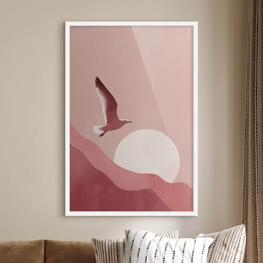 Fotobehang Vogel tegen de achtergrond van de zonsondergang f48453