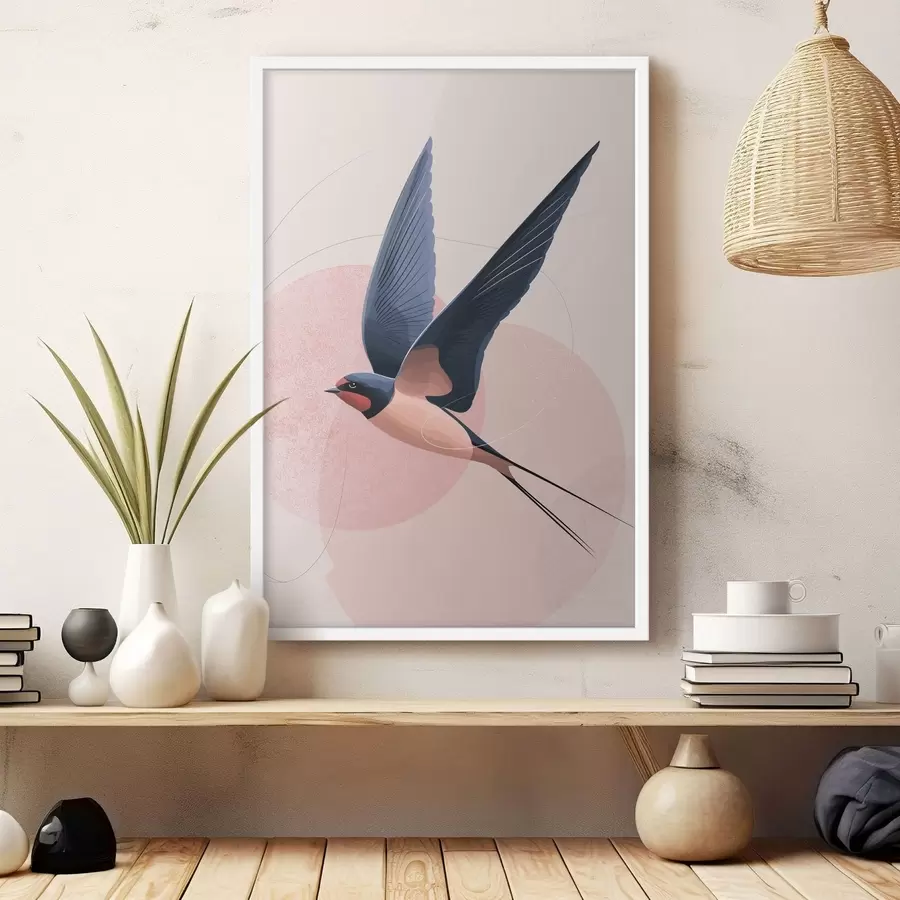 Fotobehang Silhouet van een vliegende vogel f48456