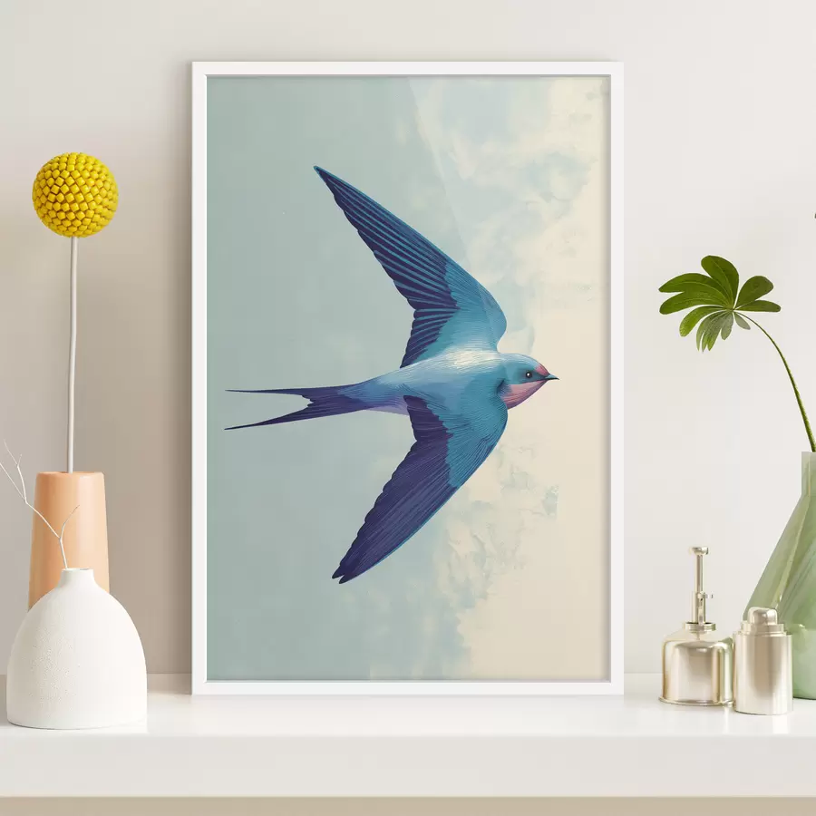 Fotobehang Een enkele vogel in de lucht f48457