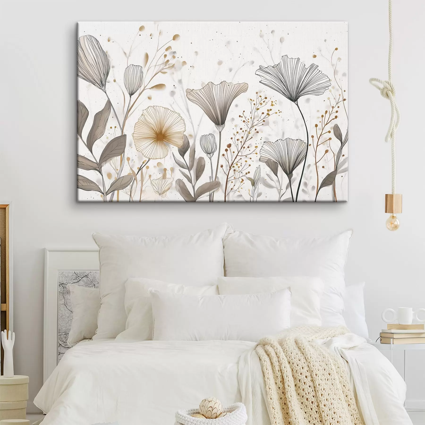  Schilderijen Opvallende bloemen en grassen, minimalisme s48484