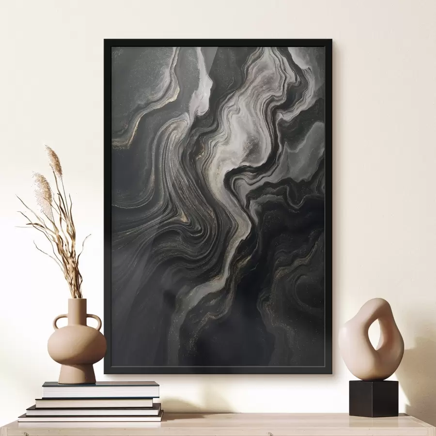 Fotobehang Zwart marmer met strepen f48482