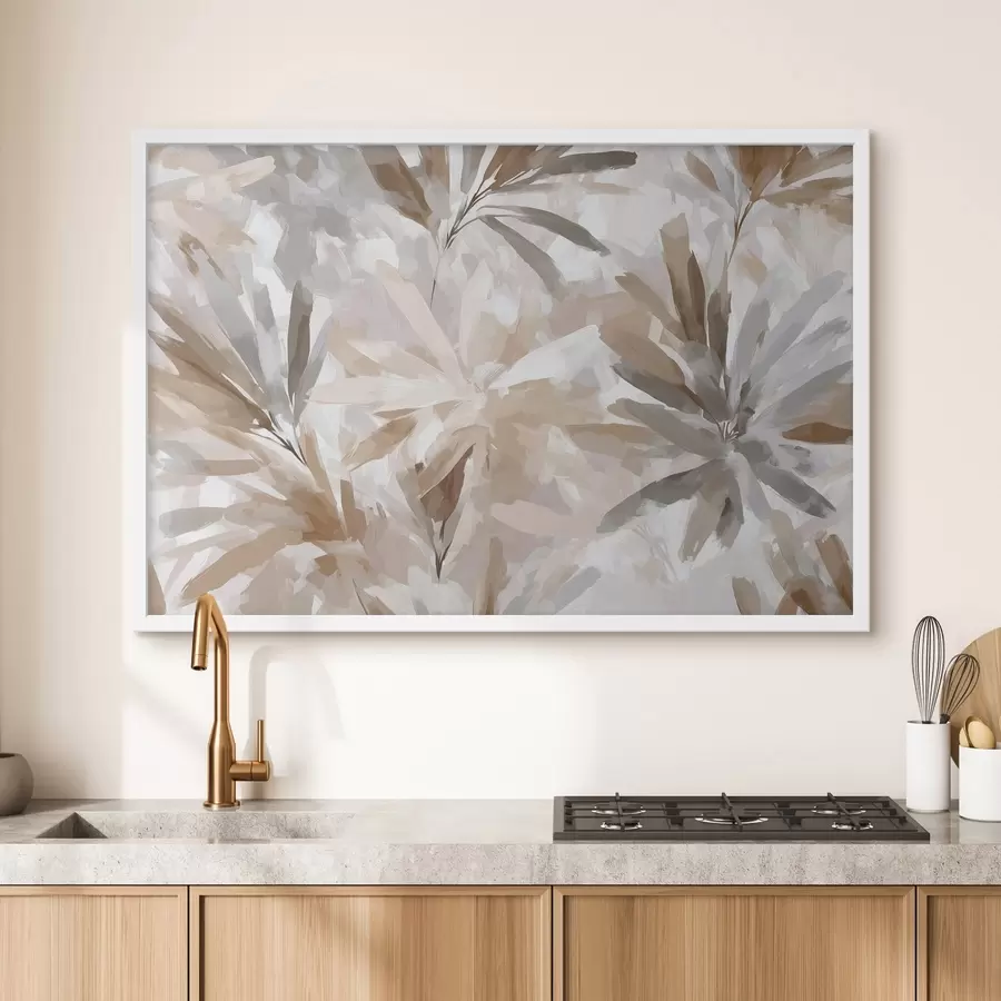 Fotobehang Abstracte beige bloemen, kunst met textuur f48483