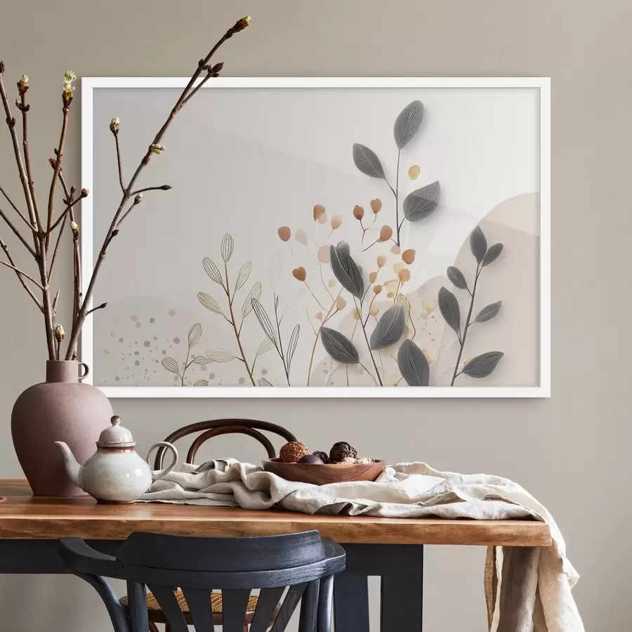 Fotobehang Plantkunde, minimalisme, beige bladeren f48485