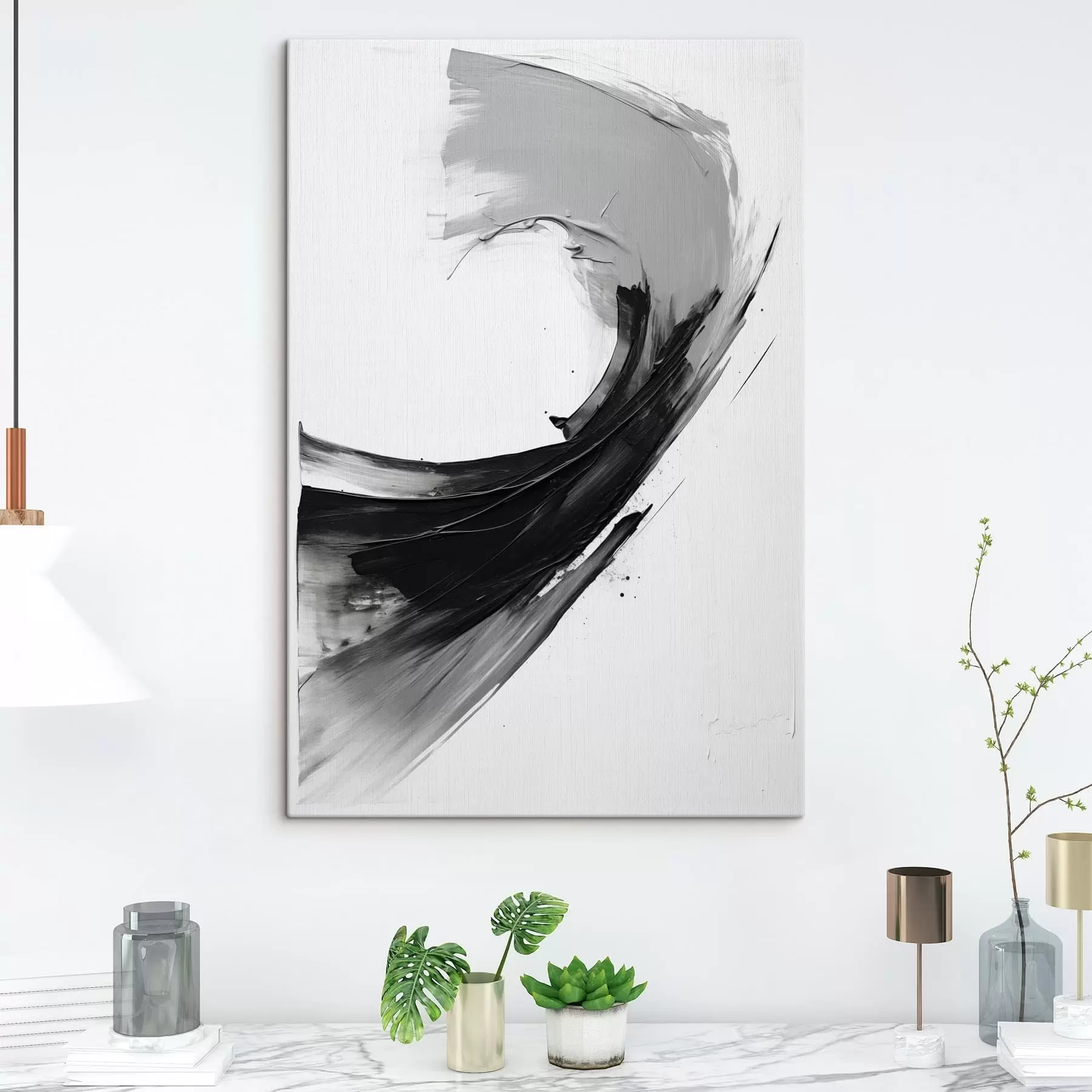 Fotobehang Abstracte zwarte penseelstreek op een witte achtergrond s48326