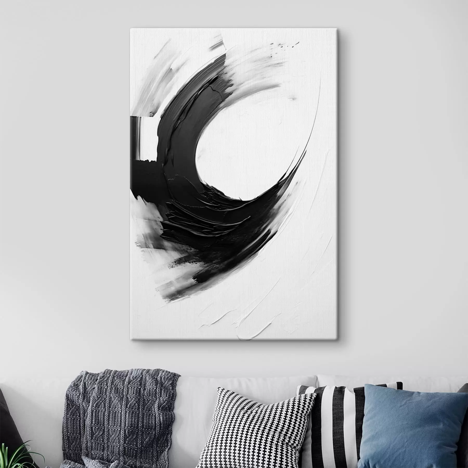 Fotobehang Abstracte zwarte penseelstreek op een lichte achtergrond s48340