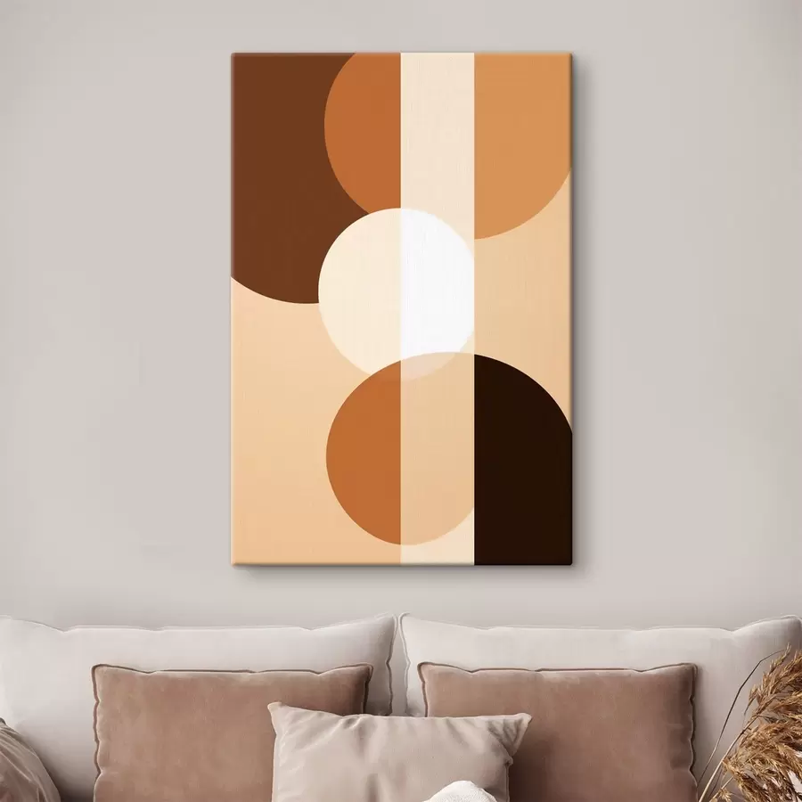  Schilderijen Geometrische cirkels en vormen in warme tinten s48350