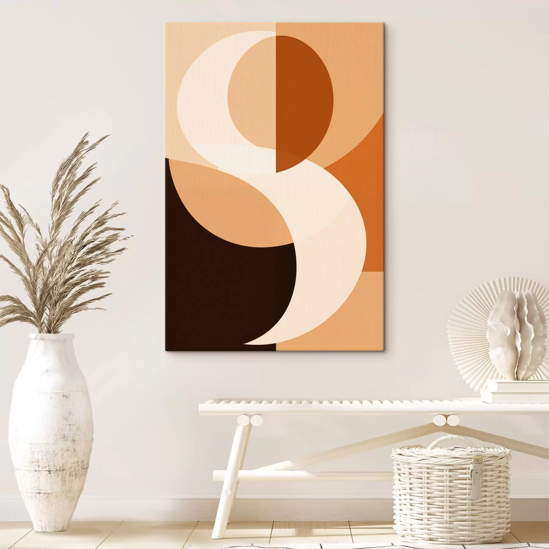  Schilderijen Geometrische vormen in warme beige- en bruintinten s48352