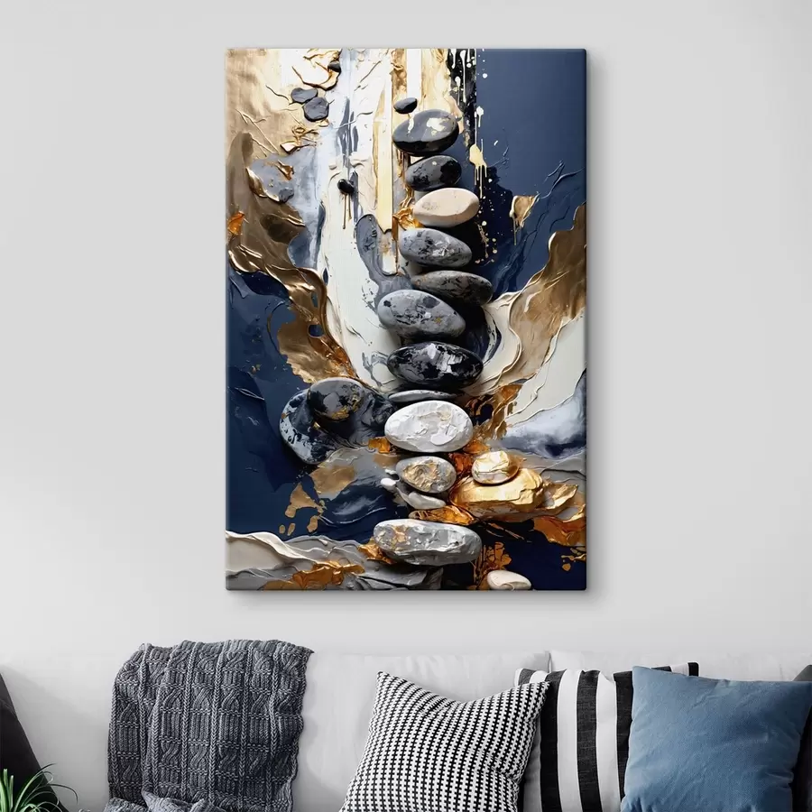  Schilderijen Abstracte compositie met stenen en gestructureerde penseelstreken s48362