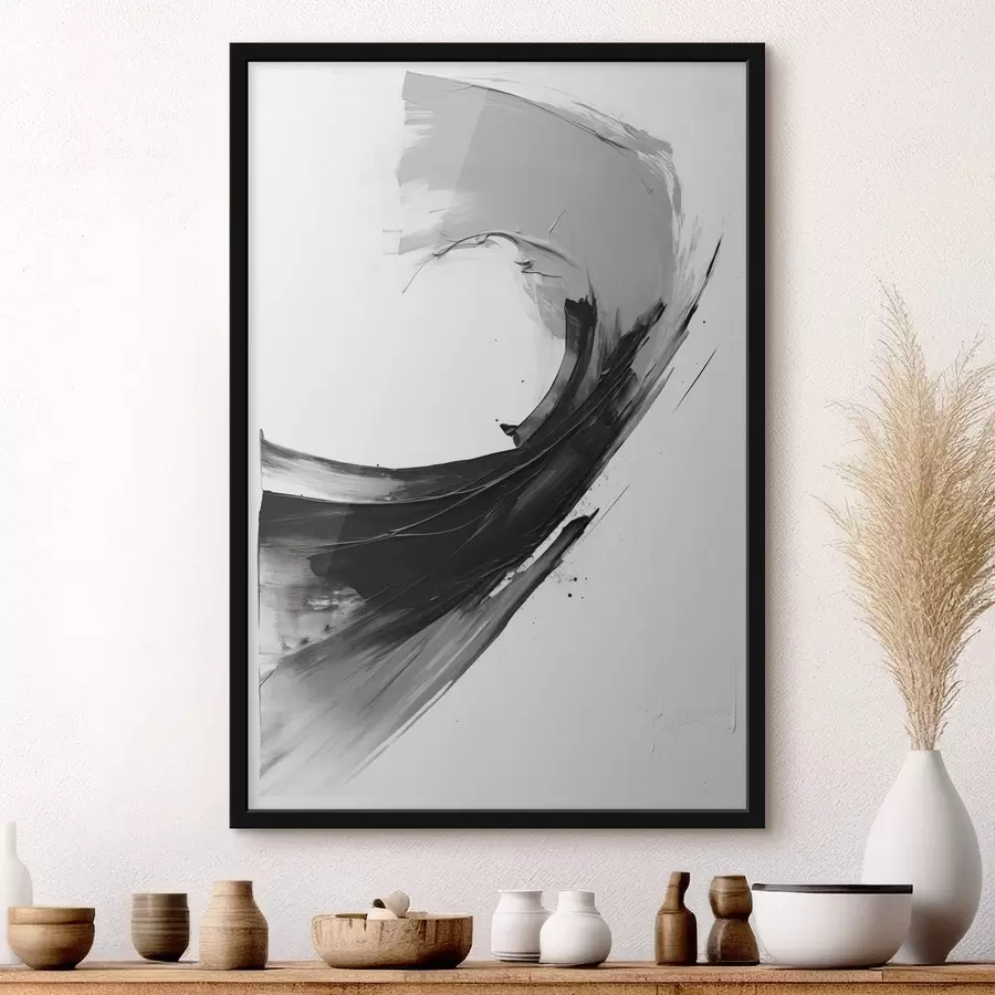 Fotobehang Abstracte zwarte penseelstreek op een witte achtergrond f48326