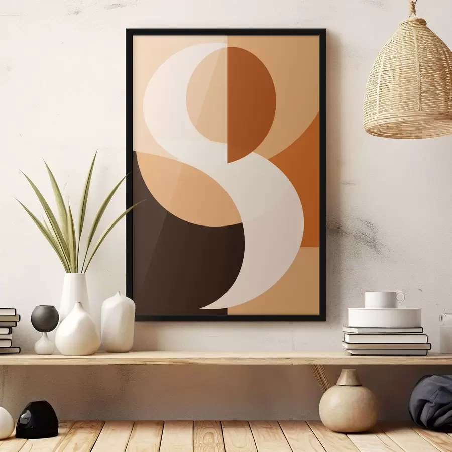 Fotobehang Geometrische vormen in warme beige- en bruintinten f48352
