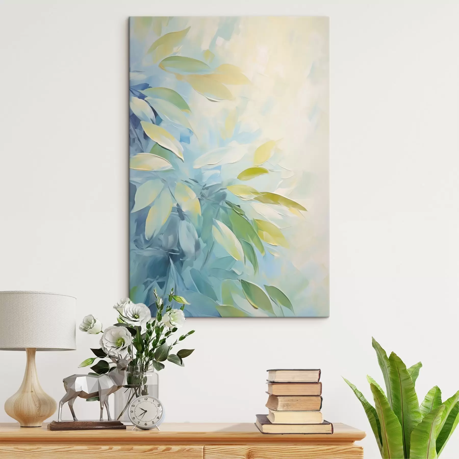  Schilderijen Abstracte kunst met planten: een imitatie van de schilderkunst s48500