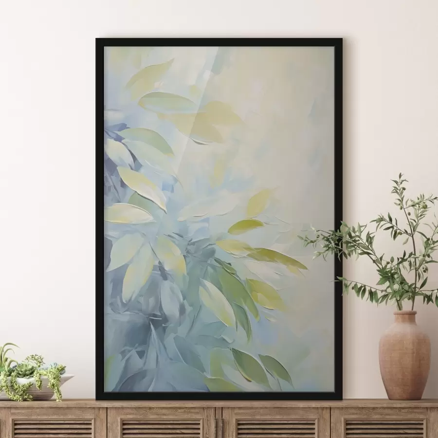 Fotobehang Abstracte kunst met planten: een imitatie van de schilderkunst f48500