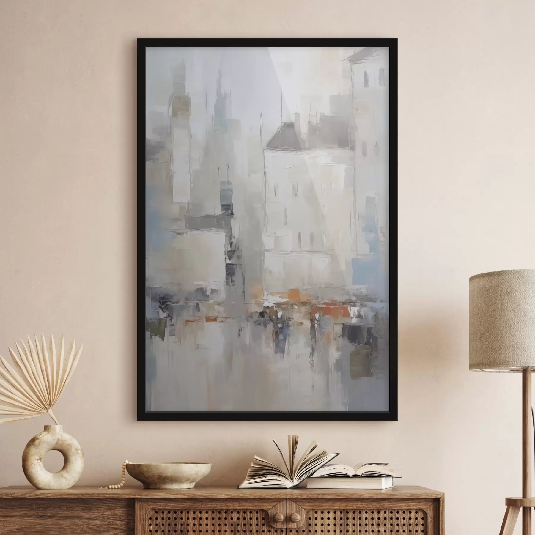 Fotobehang Abstracte imitatie van een stadsgezicht uit de schilderkunst f48502